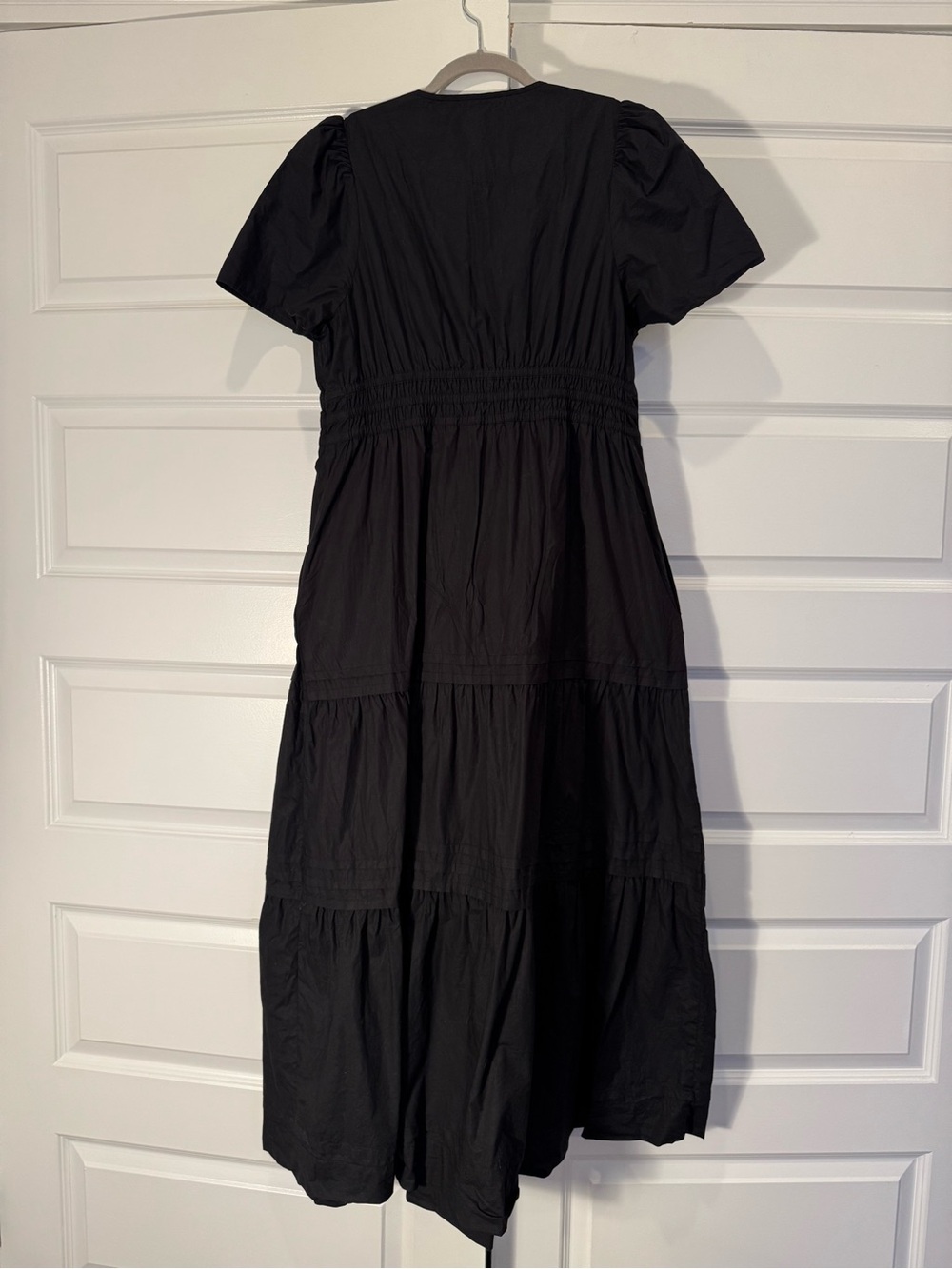 Quince 100% Organic Cotton Poplin Tiered Maxi Dress XL Black - Picture 3 of 5